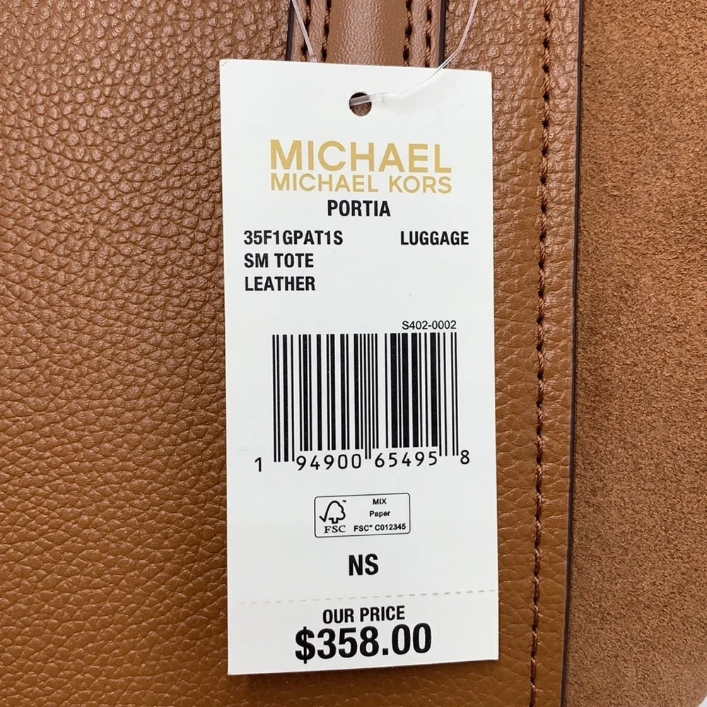 MICHAEL KORS PORTIA SMALL TOTE LUGGAGE COLOR Pebbled leather/ suede - Picture 16 of 16